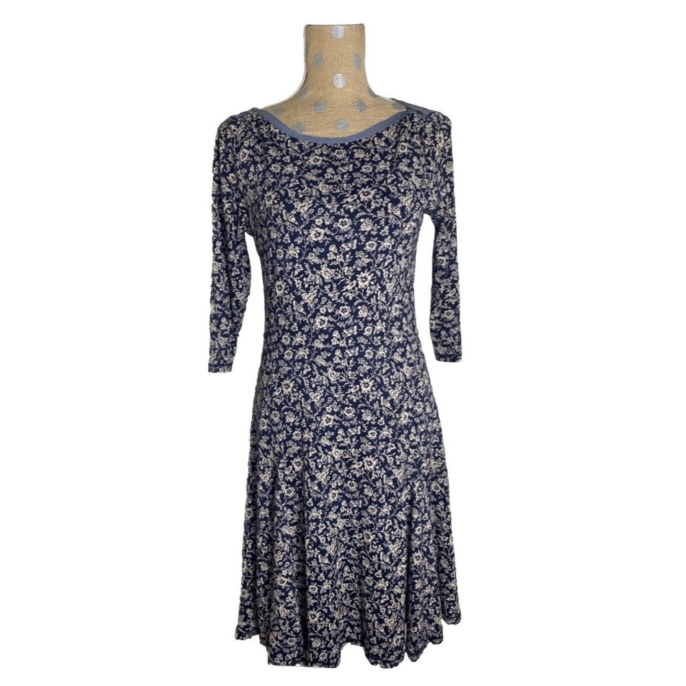 Vintage Lauren Ralph Lauren 100% Cottage Cotton Dress Floral Butterfly Small C